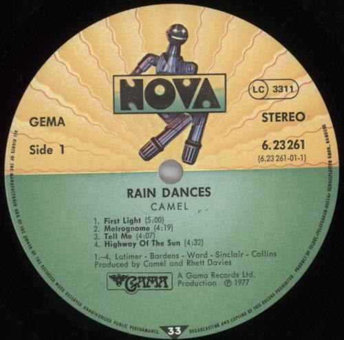 Camel Rain Dances vinyl LP album (LP record) German C-LLPRA824054