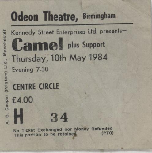 Camel Stationary Traveller + Ticket tour programme UK C-LTRST558055
