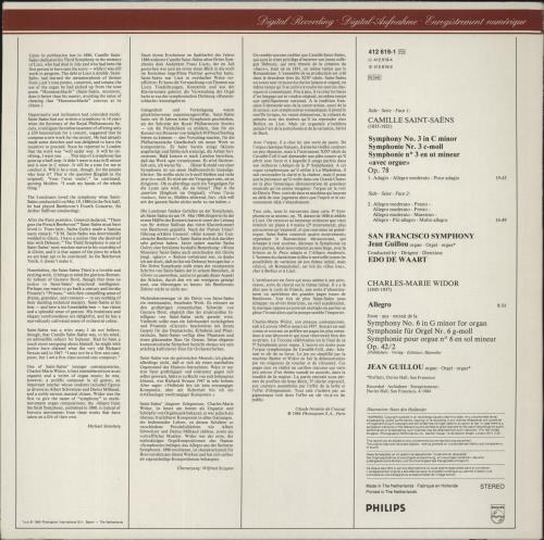 Camille Saint-Sa�ns Saint-Sa�ns: Symphonie N� 3 "Organ-Symphony" vinyl LP album (LP record) Dutch UCVLPSA861786