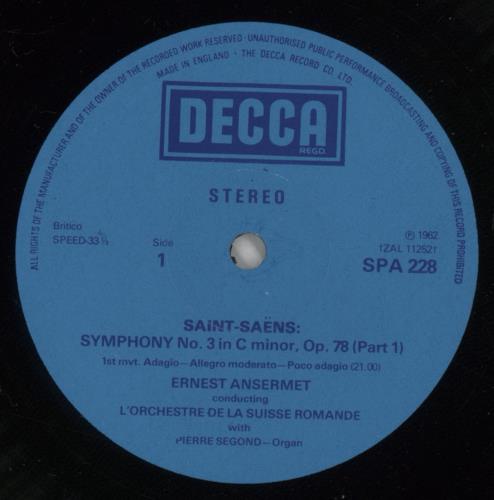 Camille Saint-Sans Saint-Sans: Symphony No.3 / Le Rouet D'Omphale vinyl LP album (LP record) UK UCVLPSA878251