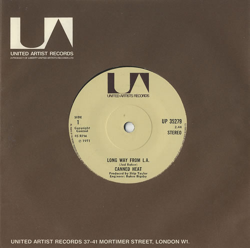 Canned Heat Long Way From L.A. 7" vinyl single (7 inch record / 45) UK CNH07LO491497