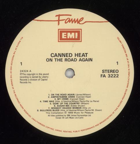Canned Heat On The Road Again vinyl LP album (LP record) UK CNHLPON495311