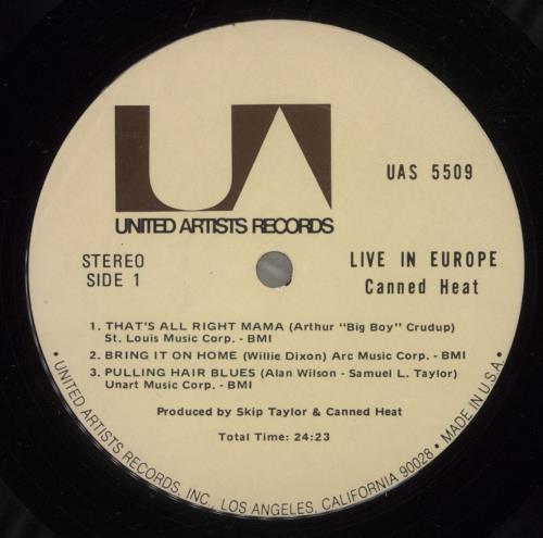 Canned Heat Recorded Live In Europe vinyl LP album (LP record) US CNHLPRE887452