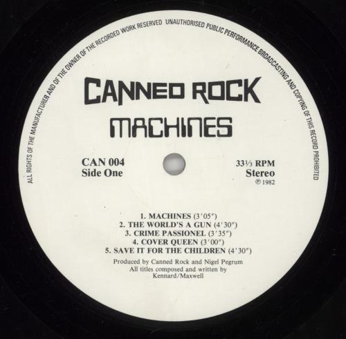 Canned Rock Machines vinyl LP album (LP record) UK C6PLPMA874598