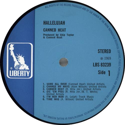 Canned Heat Hallelujah UK vinyl LP album (LP record) (515812)