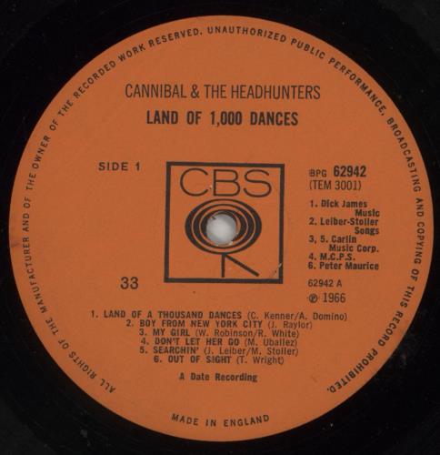 Cannibal & The Headhunters Land Of 1000 Dances - VG vinyl LP album (LP record) UK HEQLPLA871927