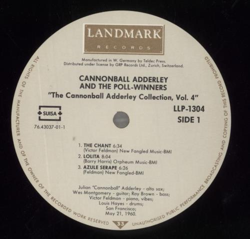 Cannonball Adderley Cannonball Adderley And The Poll-Winners Vol. 4 vinyl LP album (LP record) German ERLLPCA468343