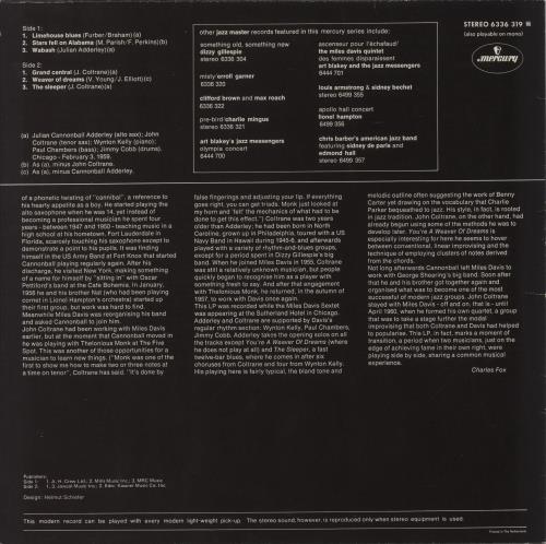Cannonball Adderley Cannonball And Coltrane vinyl LP album (LP record) Dutch ERLLPCA585243