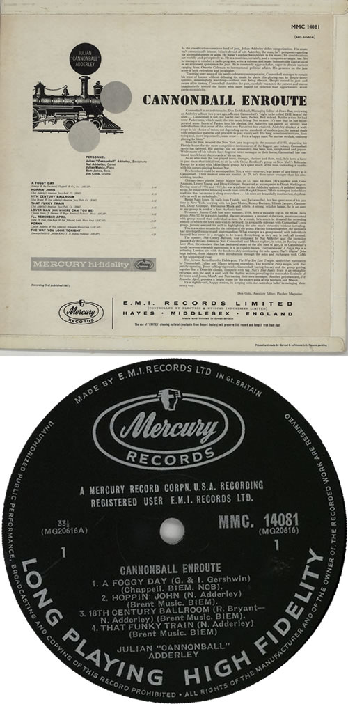 Cannonball Adderley Cannonball Enroute vinyl LP album (LP record) UK ERLLPCA615638
