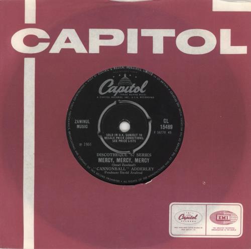 Cannonball Adderley Mercy, Mercy, Mercy 7" vinyl single (7 inch record / 45) UK ERL07ME719956