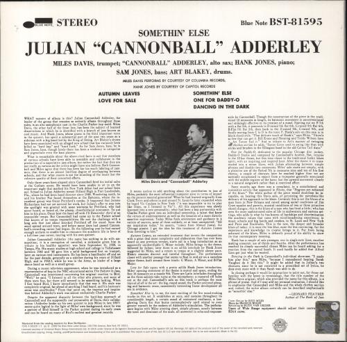 Cannonball Adderley Somethin' Else - 180gram Vinyl + Booklet vinyl LP album (LP record) UK ERLLPSO831968