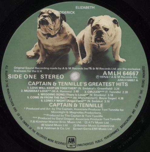 Captain & Tennille Captain & Tennille's Greatest Hits vinyl LP album (LP record) UK C&TLPCA228811