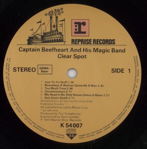Captain Beefheart & Magic Band Clear Spot vinyl LP album (LP record) German CPTLPCL286120