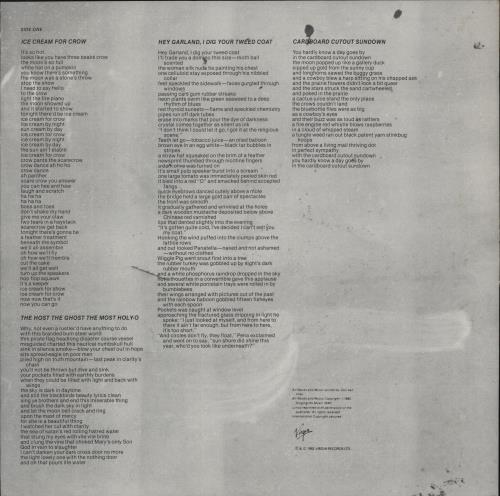 Captain Beefheart & Magic Band Ice Cream For Crow + Inner - EX vinyl LP album (LP record) UK CPTLPIC337593