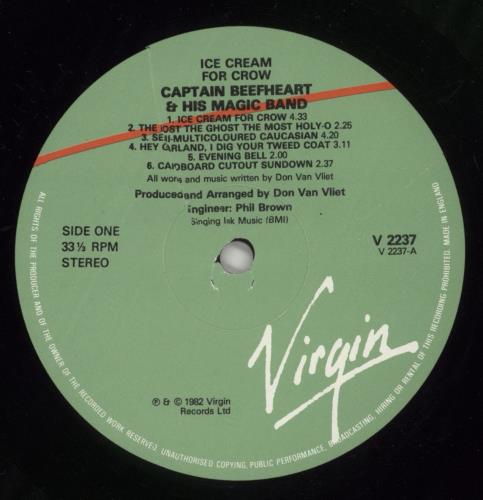 Captain Beefheart & Magic Band Ice Cream For Crow vinyl LP album (LP record) UK CPTLPIC429503