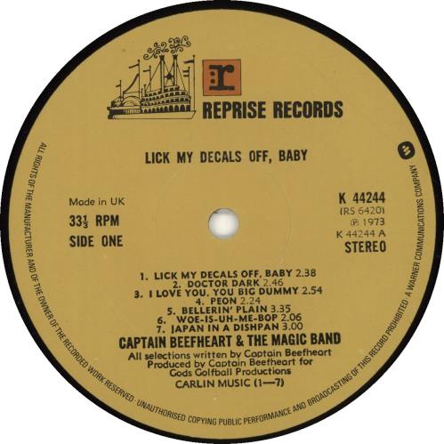 Captain Beefheart & Magic Band Lick My Decals Off Baby vinyl LP album (LP record) UK CPTLPLI210684