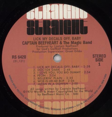 Captain Beefheart & Magic Band Lick My Decals Off, Baby - 180gm vinyl LP album (LP record) UK CPTLPLI817874