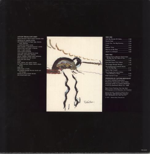 Captain Beefheart & Magic Band Lick My Decals Off, Baby - 180gm vinyl LP album (LP record) UK CPTLPLI817874