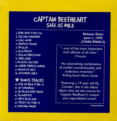 Captain Beefheart & Magic Band Safe As Milk CD album (CDLP) US CPTCDSA149523