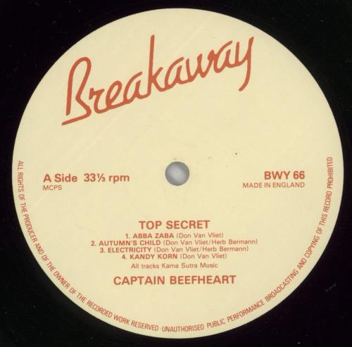 Captain Beefheart & Magic Band Top Secret vinyl LP album (LP record) UK CPTLPTO290963