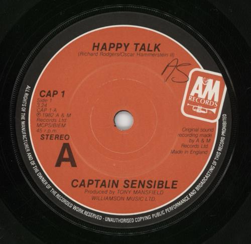 Captain Sensible Happy Talk - P/S 7" vinyl single (7 inch record / 45) UK CSE07HA156590