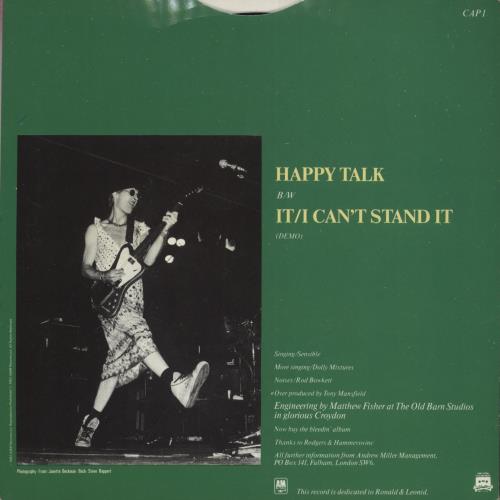 Captain Sensible Happy Talk - P/S 7" vinyl single (7 inch record / 45) UK CSE07HA156590