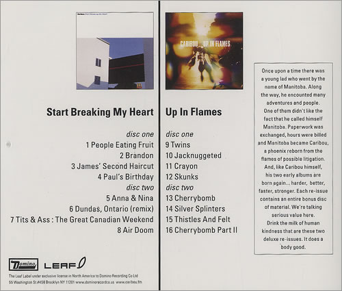 Caribou Start Breaking My Heart/Up In Flames Sampler CD album (CDLP) US CR5CDST490431