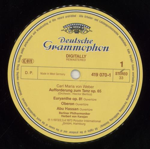 Carl Maria Von Weber Carl Maria Von Weber: Aufforderung Zum Tanz. Ouvert�ren vinyl LP album (LP record) German C42LPCA856481