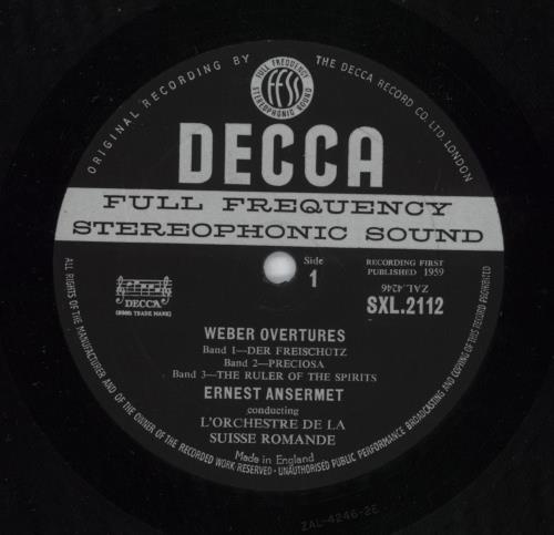 Carl Maria Von Weber Overtures vinyl LP album (LP record) UK C42LPOV814897