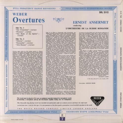 Carl Maria Von Weber Overtures vinyl LP album (LP record) UK C42LPOV814897
