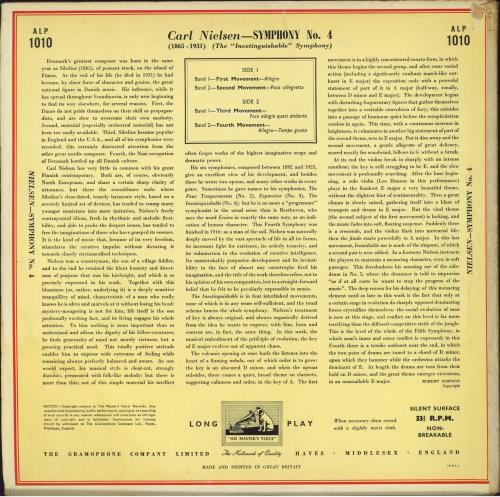 Carl Nielsen Symphony No. 4 vinyl LP album (LP record) UK C52LPSY793520