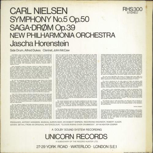 Carl Nielsen Symphony No. 5 Op. 50 / Saga-Dr�m Op. 39 vinyl LP album (LP record) UK C52LPSY786385