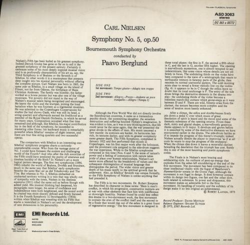 Carl Nielsen Symphony No. 5 vinyl LP album (LP record) UK C52LPSY867590