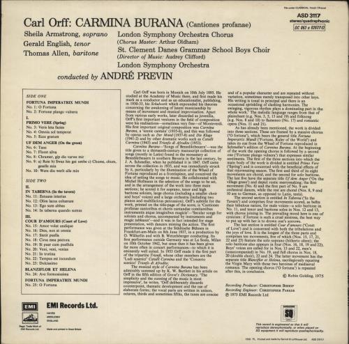 Carl Orff Carmina Burana - Quad vinyl LP album (LP record) UK OB6LPCA484483