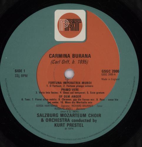 Carl Orff Carmina Burana vinyl LP album (LP record) UK OB6LPCA587943