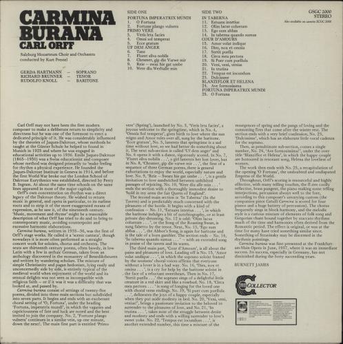 Carl Orff Carmina Burana vinyl LP album (LP record) UK OB6LPCA587943