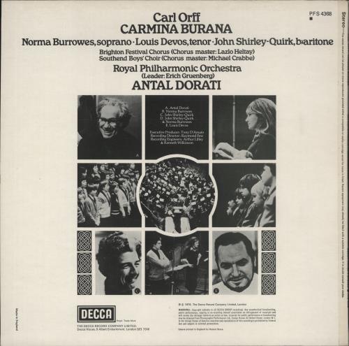 Carl Orff Carmina Burana vinyl LP album (LP record) UK OB6LPCA679739