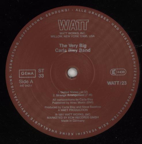 Carla Bley The Very Big Carla Bley Band vinyl LP album (LP record) German RLBLPTH866977