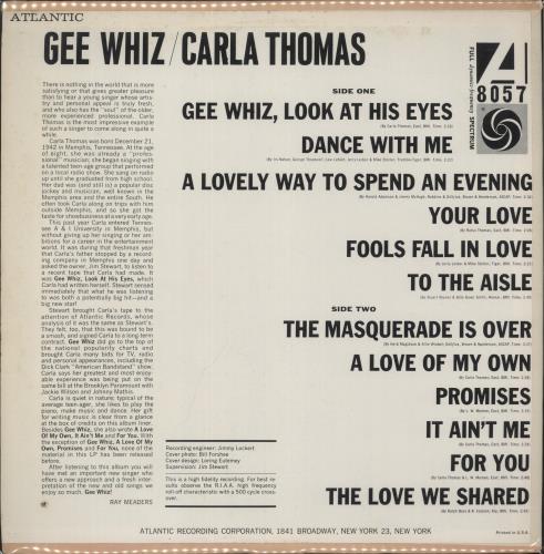 Carla Thomas Gee Whiz vinyl LP album (LP record) US CT-LPGE893127
