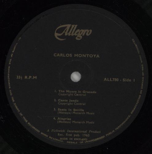 Carlos Montoya Flamenco Guitar vinyl LP album (LP record) UK F6TLPFL616044