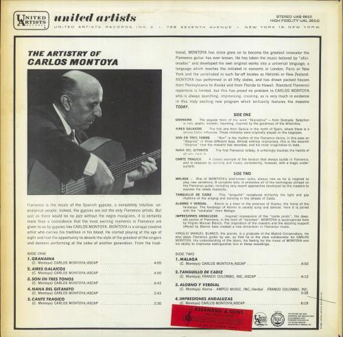 Carlos Montoya The Artistry Of Carlos Montoya vinyl LP album (LP record) US F6TLPTH804861