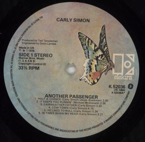 Carly Simon Another Passenger vinyl LP album (LP record) UK CALLPAN419284