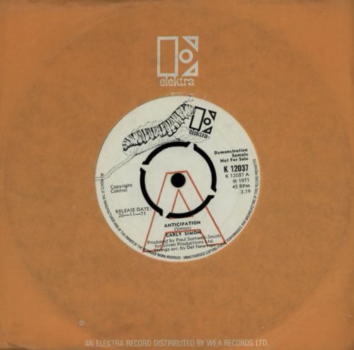 Carly Simon Anticipation 7" vinyl single (7 inch record / 45) UK CAL07AN587875