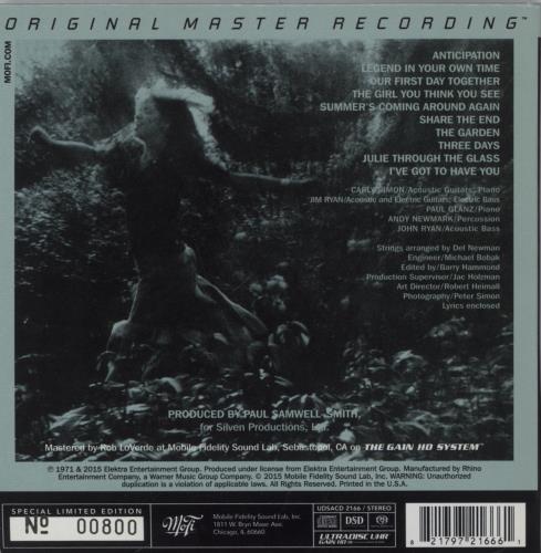 Carly Simon Anticipation super audio CD SACD US CALSAAN893709