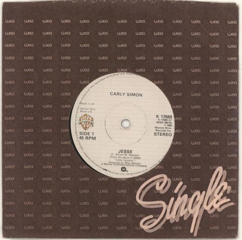 Carly Simon Jesse 7" vinyl single (7 inch record / 45) UK CAL07JE733129