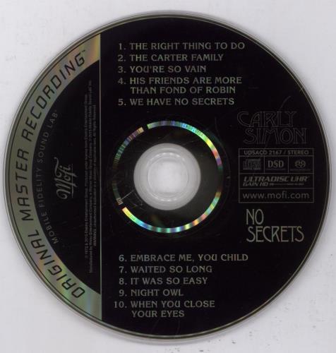 Carly Simon No Secrets super audio CD SACD US CALSANO893713
