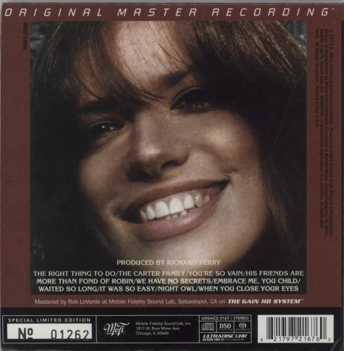 Carly Simon No Secrets super audio CD SACD US CALSANO893713