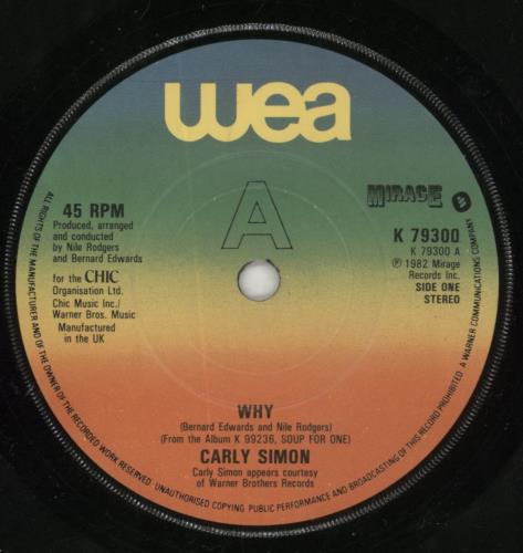 Carly Simon Why 7" vinyl single (7 inch record / 45) UK CAL07WH172227