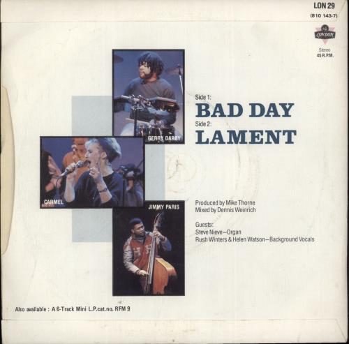 Carmel Bad Day 7" vinyl single (7 inch record / 45) UK EMR07BA92908