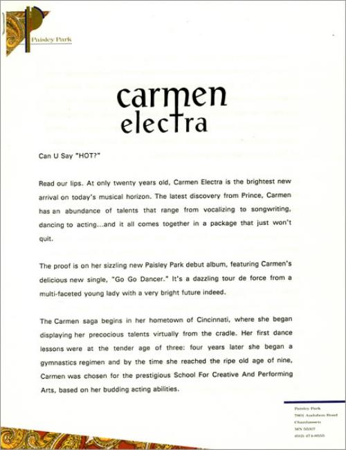 Carmen Electra Hot media press pack US CMNPPHO20081